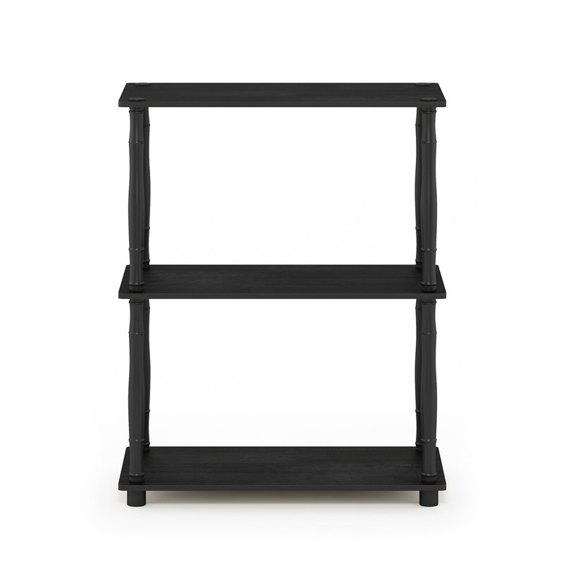 Furinno TURN-N-TUBE Engineered Wood 3-Tier Shelf Display Rack in Americano/Black