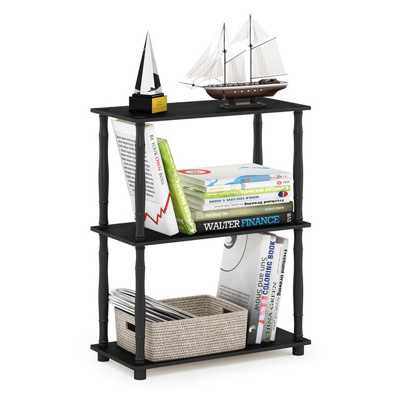 Furinno TURN-N-TUBE Engineered Wood 3-Tier Shelf Display Rack in Americano/Black