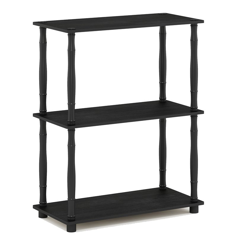 Furinno TURN-N-TUBE Engineered Wood 3-Tier Shelf Display Rack in Americano/Black