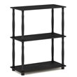 Furinno TURN-N-TUBE Engineered Wood 3-Tier Shelf Display Rack in Americano/Black