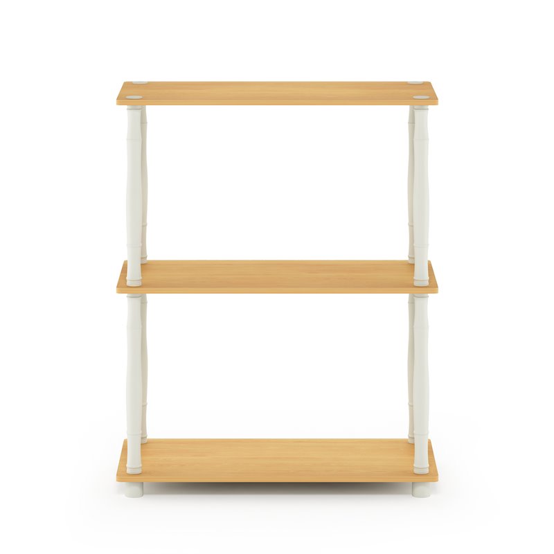 Furinno TURN-N-TUBE Engineered Wood 3-Tier Shelf Display Rack in Beech/White