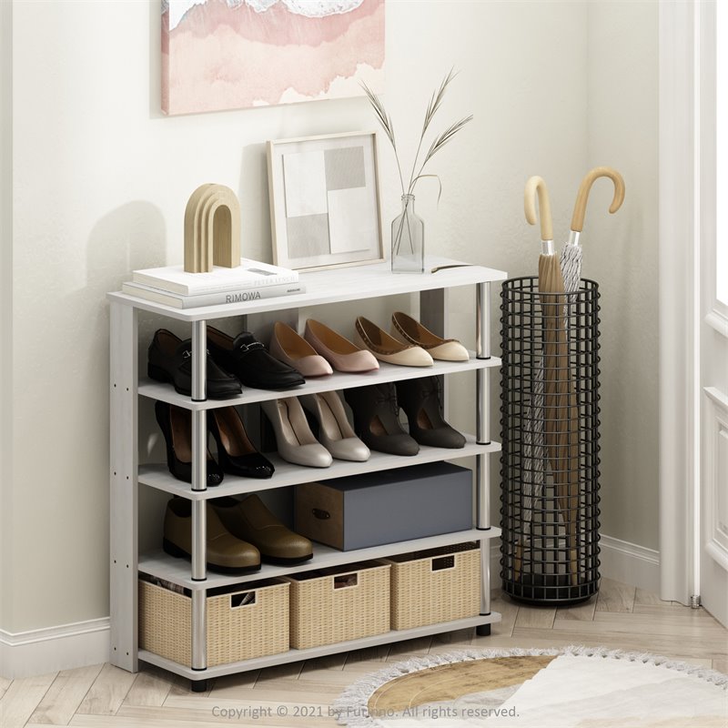 Furinno TURN-N-TUBE Engineered Wood 3-Tier Shelf Display Rack in Black/Gray