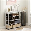 Furinno TURN-N-TUBE Engineered Wood 3-Tier Shelf Display Rack in Black/Gray