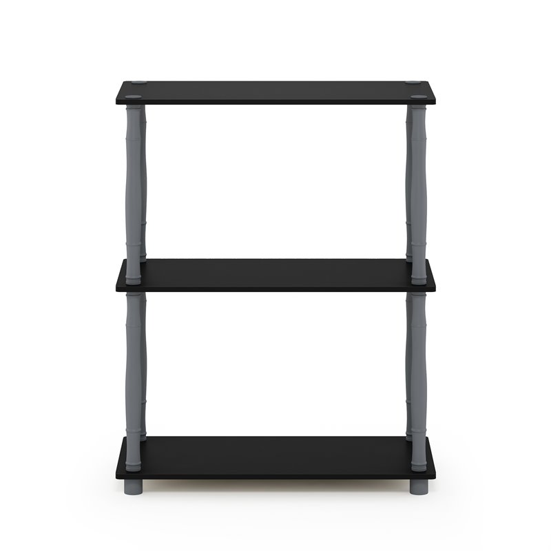 Furinno TURN-N-TUBE Engineered Wood 3-Tier Shelf Display Rack in Black/Gray