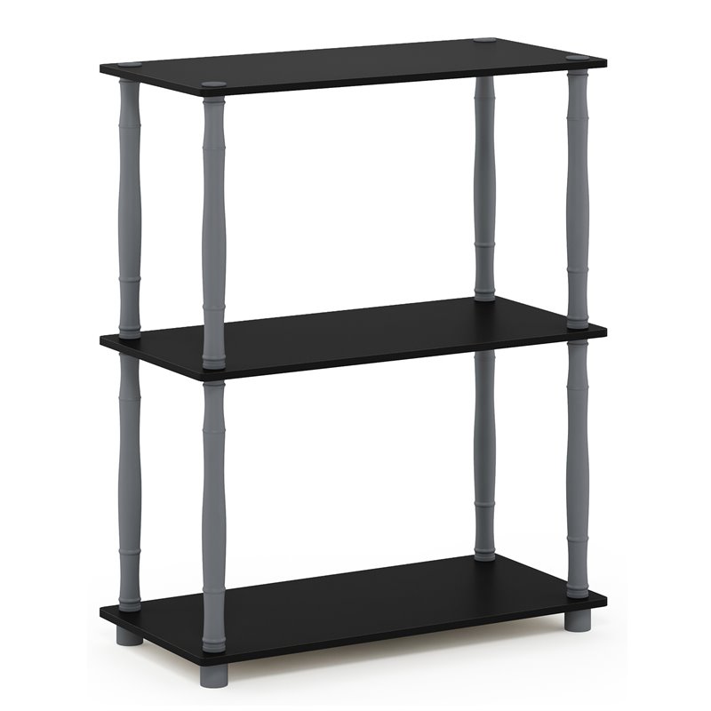Furinno TURN-N-TUBE Engineered Wood 3-Tier Shelf Display Rack in Black/Gray