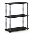Furinno TURN-N-TUBE Engineered Wood 3-Tier Shelf Display Rack in Black/Gray