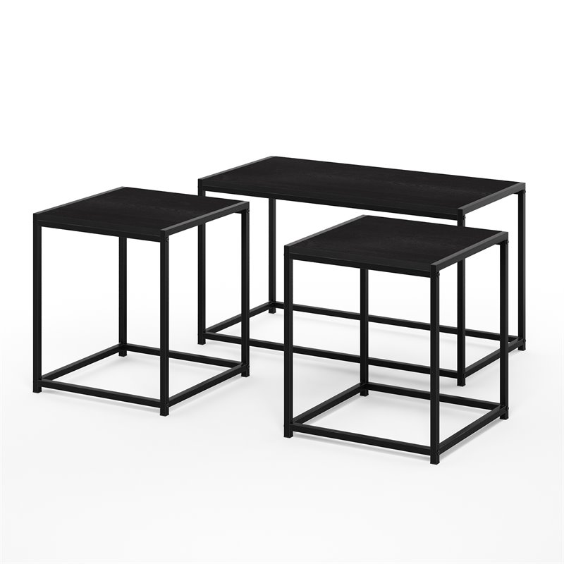 Furinno CAMNUS Engineered Wood Living Room Table Set in Americano Black