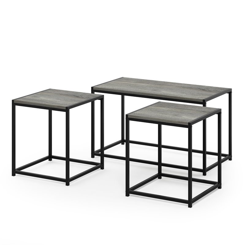 Furinno CAMNUS Engineered Wood Living Room Table Set in French Oak Gray