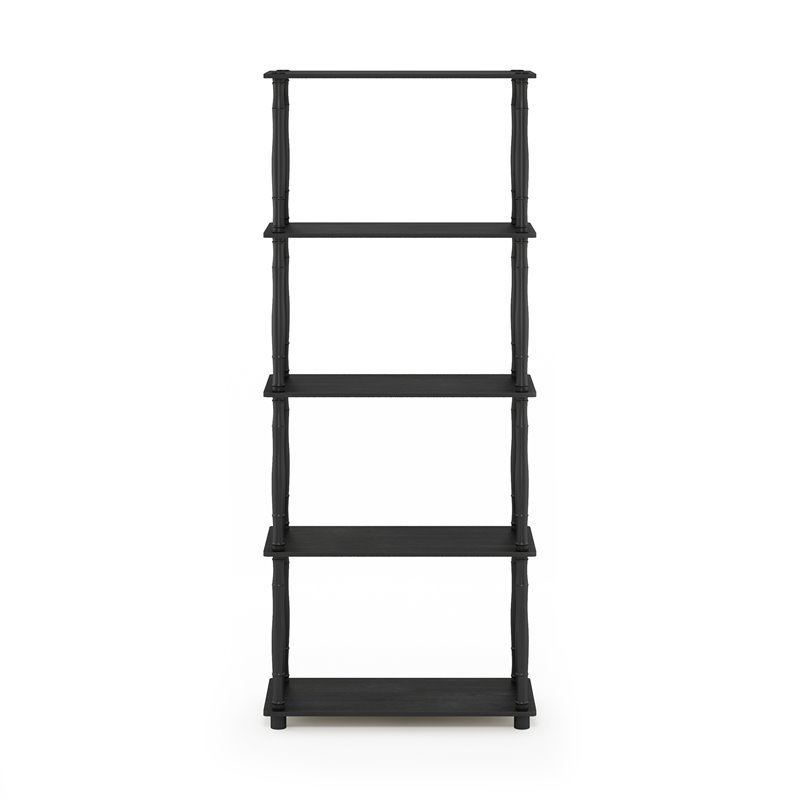 Furinno TURN-N-TUBE Engineered Wood 5-Tier Shelf Display Rack in Americano Black