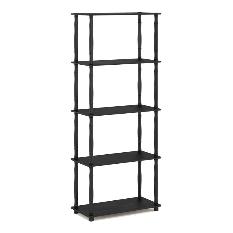 Furinno TURN-N-TUBE Engineered Wood 5-Tier Shelf Display Rack in Americano Black