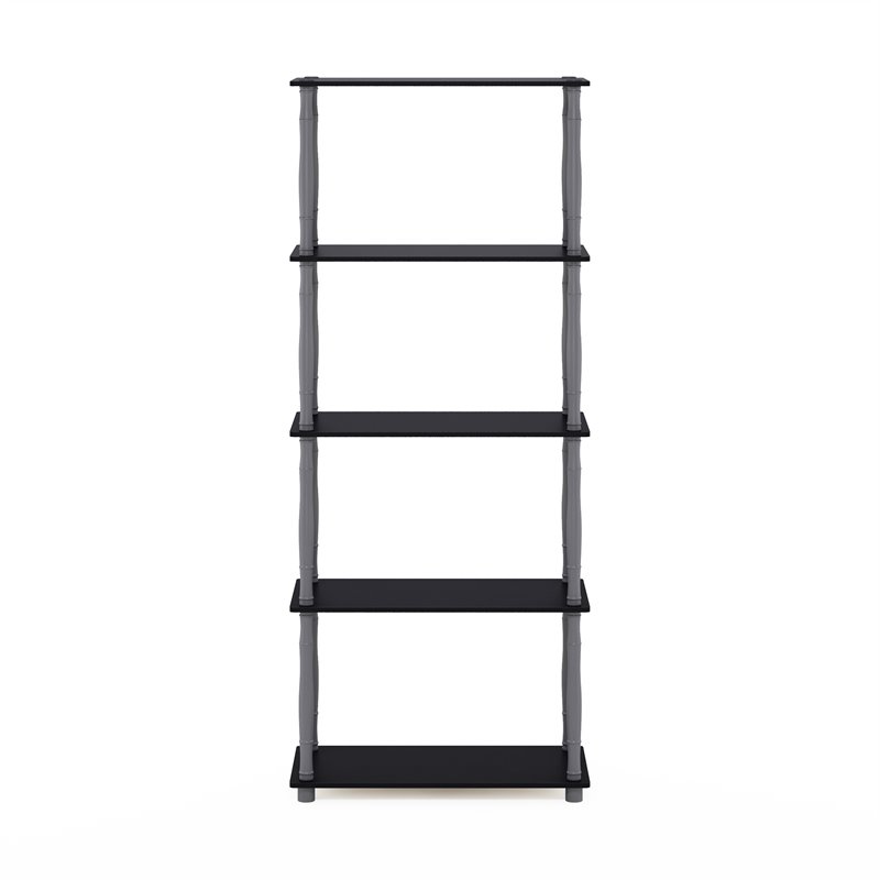 Furinno TURN-N-TUBE Engineered Wood 5-Tier Shelf Display Rack in Black