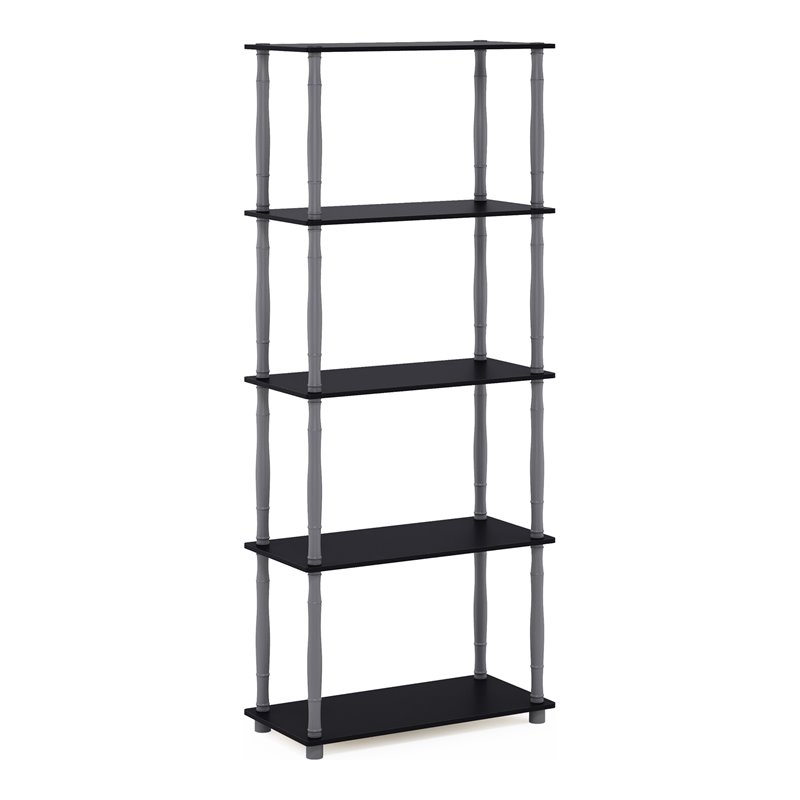 Furinno TURN-N-TUBE Engineered Wood 5-Tier Shelf Display Rack in Black
