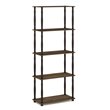 Furinno TURN-N-TUBE Engineered Wood 5-Tier Shelf Display Rack in Columbia Walnut