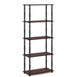 Furinno TURN-N-TUBE Engineered Wood 5-Tier Shelf Display Rack in Dark Cherry