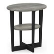 Furinno JAYA Contemporary Engineered Wood Oval End Table - Oak Gray/Black