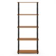 Furinno TURN-N-TUBE Engineered Wood 5-Tier Shelf Display Rack in Light Cherry
