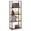 Furinno TURN-N-TUBE Engineered Wood 5-Tier Shelf Display Rack in Light Cherry