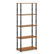 Furinno TURN-N-TUBE Engineered Wood 5-Tier Shelf Display Rack in Light Cherry