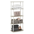 Furinno TURN-N-TUBE Engineered Wood 5-Tier Shelf Display Rack in Oak/White