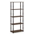 Furinno TURN-N-TUBE Engineered Wood 5-Tier Shelf Display Rack in Walnut