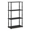 Furinno TURN-N-TUBE Engineered Wood 4-Tier Shelf Display Rack in Americano Black
