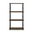 Furinno TURN-N-TUBE Engineered Wood 4-Tier Shelf Display Rack in Columbia Walnut