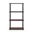 Furinno TURN-N-TUBE Engineered Wood 4-Tier Shelf Display Rack in Dark Cherry