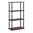 Furinno TURN-N-TUBE Engineered Wood 4-Tier Shelf Display Rack in Dark Cherry