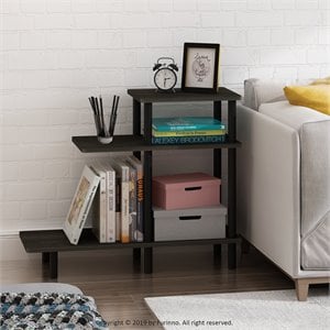 Furinno TURN-N-TUBE Engineered Wood 3-Tier Sofa Side Table in Espresso/Black