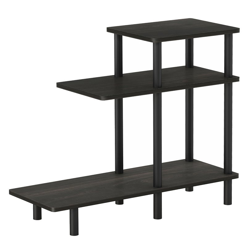 Furinno TURN-N-TUBE Engineered Wood 3-Tier Sofa Side Table in Espresso/Black