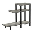 Furinno TURN-N-TUBE Engineered Wood 3-Tier Sofa Side Table in Oak Gray/Black