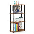 Furinno TURN-N-TUBE Engineered Wood 4-Tier Shelf Display Rack in Light Cherry