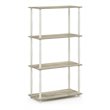 Furinno TURN-N-TUBE Engineered Wood 4-Tier Shelf Display Rack in Oak/White