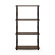 Furinno TURN-N-TUBE Engineered Wood 4-Tier Shelf Display Rack in Walnut