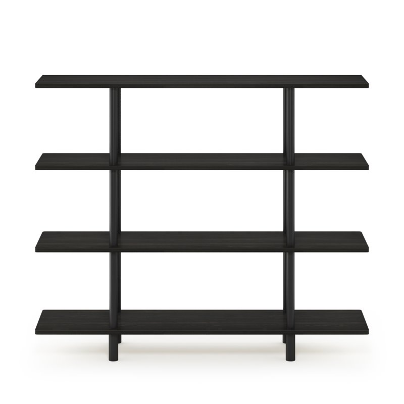 Furinno TURN-N-TUBE Engineered Wood 4-Tier Wide Display Shelf in Espresso/Black