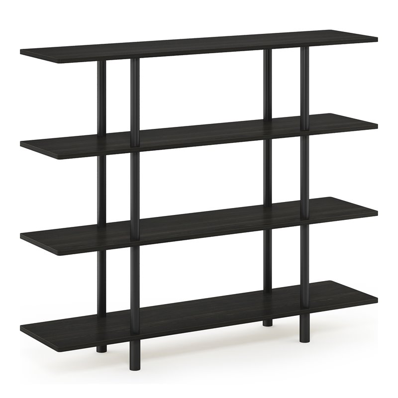 Furinno TURN-N-TUBE Engineered Wood 4-Tier Wide Display Shelf in Espresso/Black
