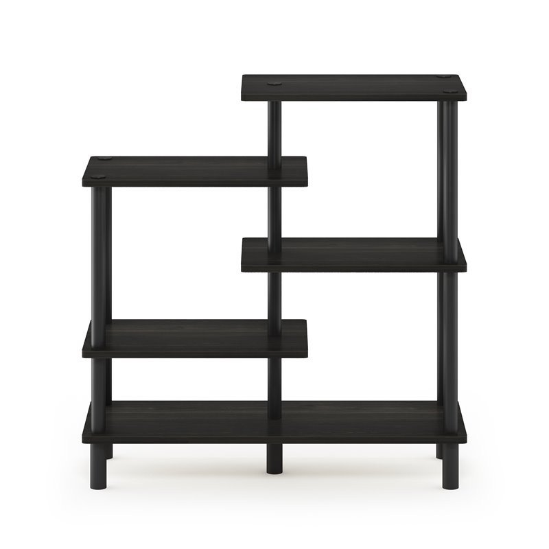 Furinno TURN-N-TUBE Engineered Wood 5-Tier Accent Display Rack in Espresso/Black
