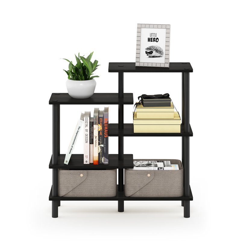 Furinno TURN-N-TUBE Engineered Wood 5-Tier Accent Display Rack in Espresso/Black