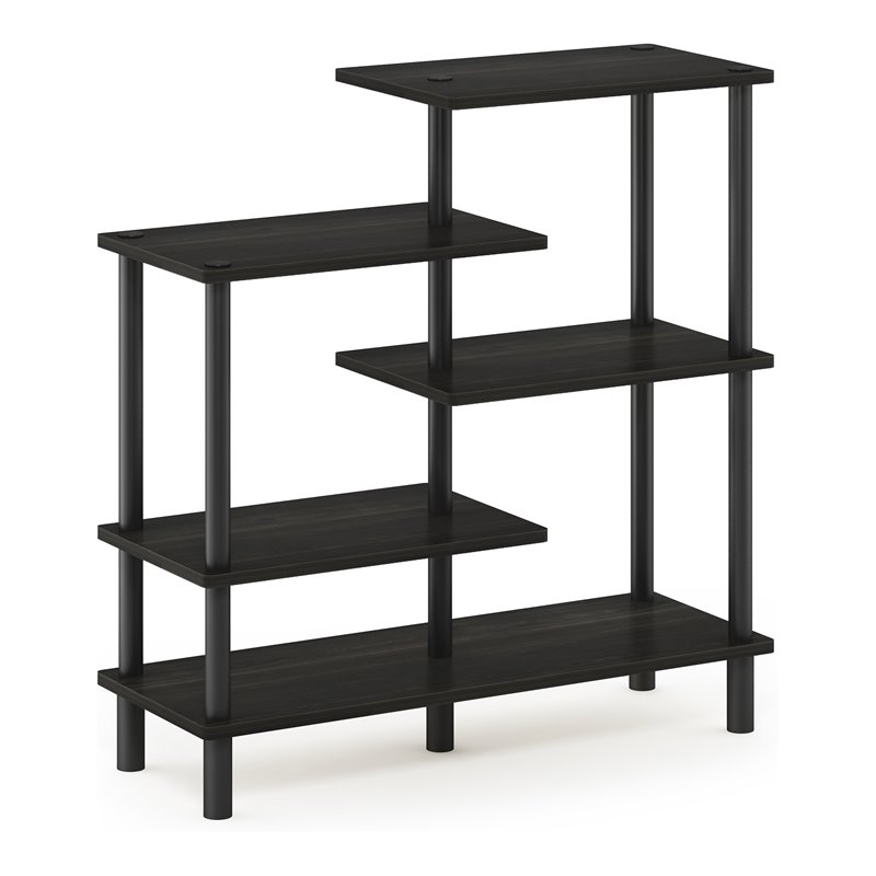 Furinno TURN-N-TUBE Engineered Wood 5-Tier Accent Display Rack in Espresso/Black