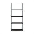 Furinno TURN-S-TUBE Engineered Wood 5-Tier Shelf Display Rack in Black/Gray