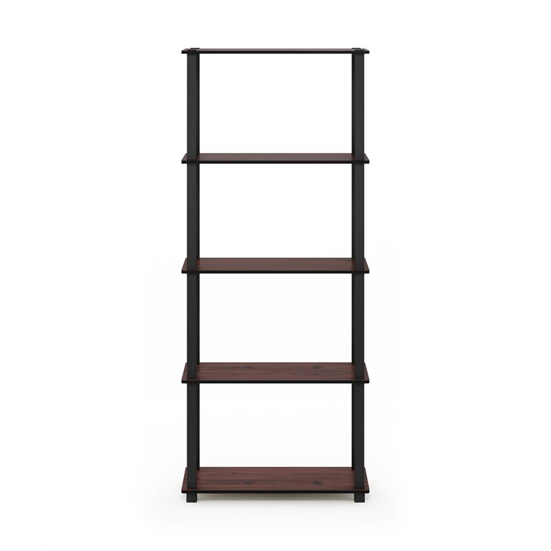 Furinno TURN-S-TUBE Engineered Wood 5-Tier Shelf Display Rack in Cherry/Black
