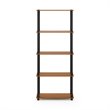 Furinno TURN-S-TUBE Wood 5-Tier Shelf Display Rack in Light Cherry/Black
