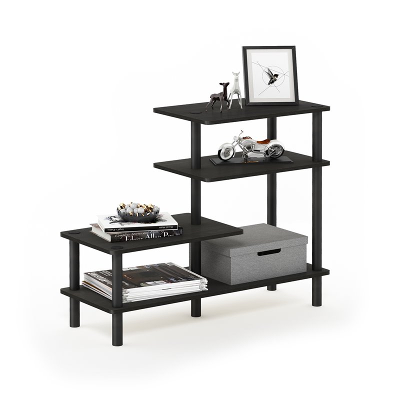 Furinno TURN-N-TUBE Engineered Wood 3-Tier Side Display Rack in Espresso/Black