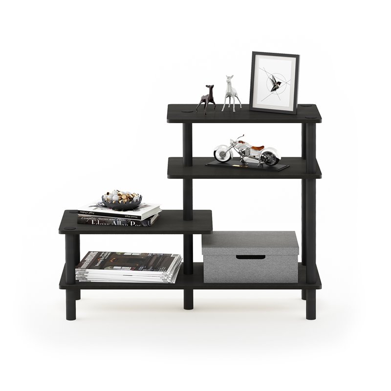 Furinno TURN-N-TUBE Engineered Wood 3-Tier Side Display Rack in Espresso/Black
