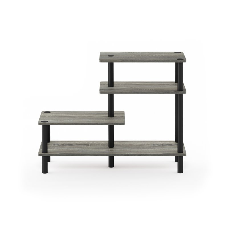 Furinno TURN-N-TUBE Engineered Wood 3-Tier Side Display Rack in Oak Gray/Black
