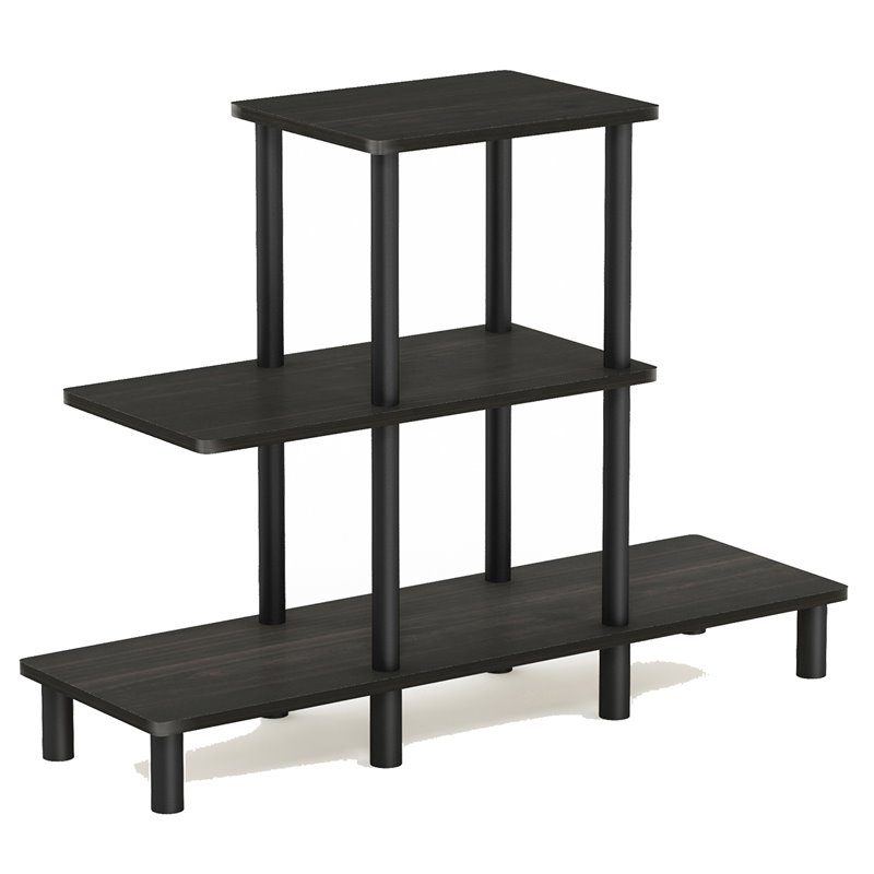 Furinno TURN-N-TUBE Engineered Wood 3-Tier Design Display Rack in Espresso/Black