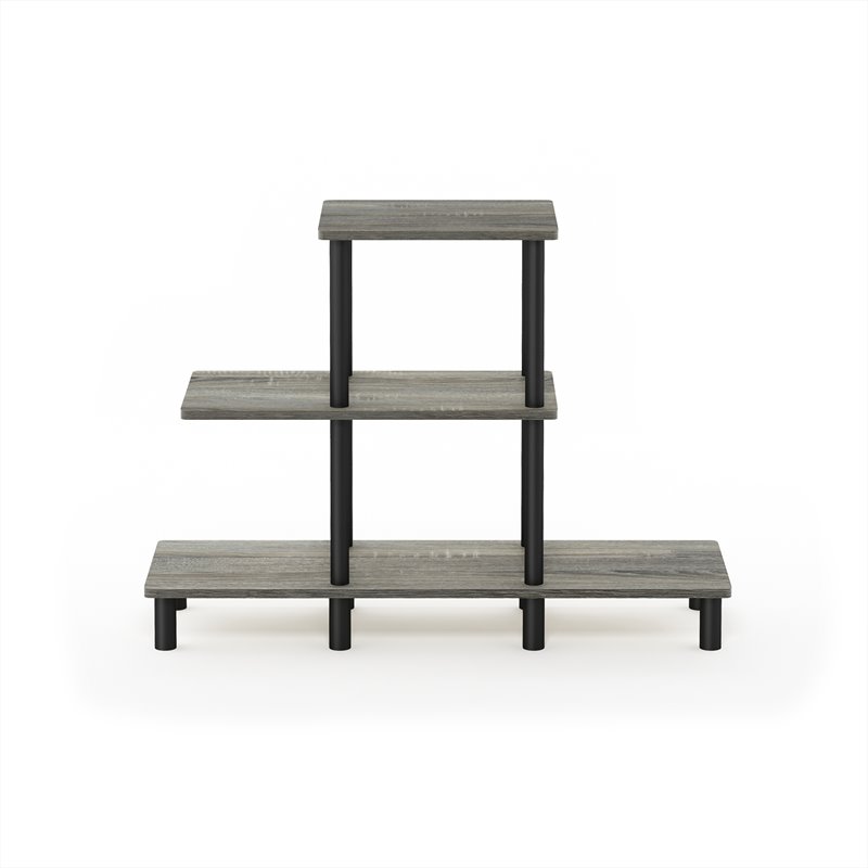 Furinno TURN-N-TUBE Engineered Wood 3-Tier Design Display Rack in Oak Gray