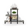Furinno TURN-N-TUBE Engineered Wood 3-Tier Design Display Rack in Oak Gray