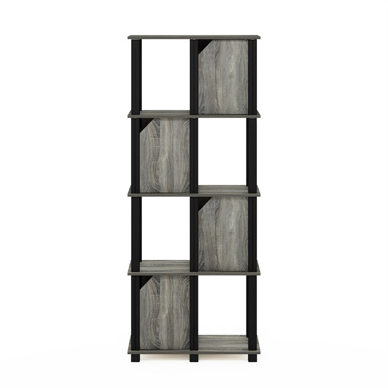 Furinno BRAHMS Engineered Wood 5-Tier Storage Shelf with 4 Doors in Oak Gray