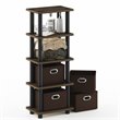 Furinno TURN-N-TUBE Engineered Wood 4-Bins System Rack in Columbia Walnut/Black